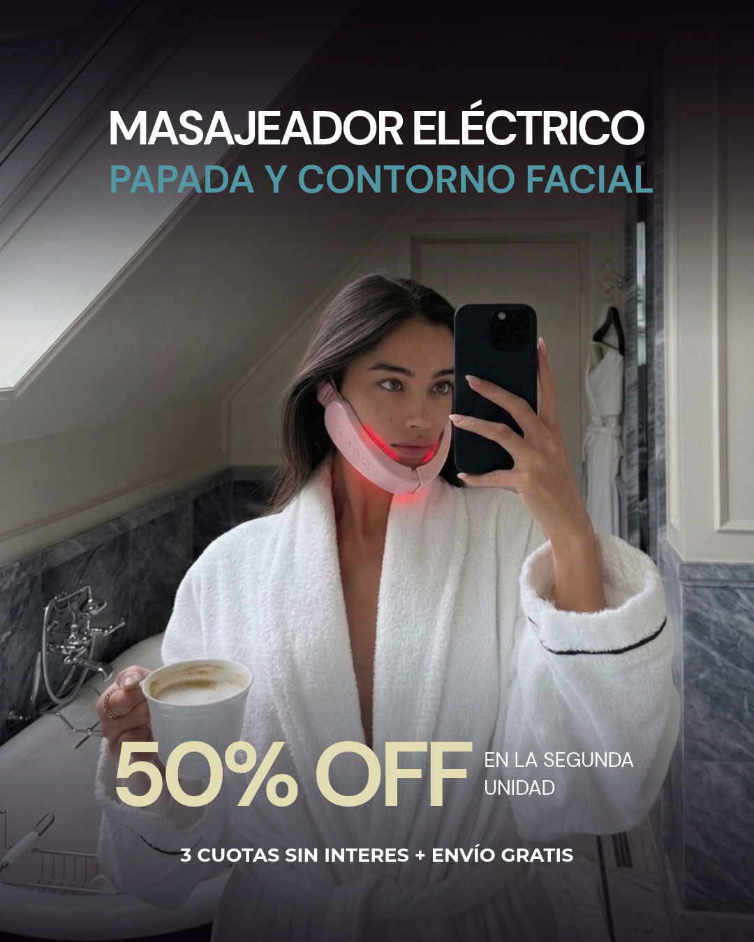 Masajeador Eléctrico de Papada y Contorno Facial: 50% off en la segunda unidad, 3 cuotas sin interés y envío gratis