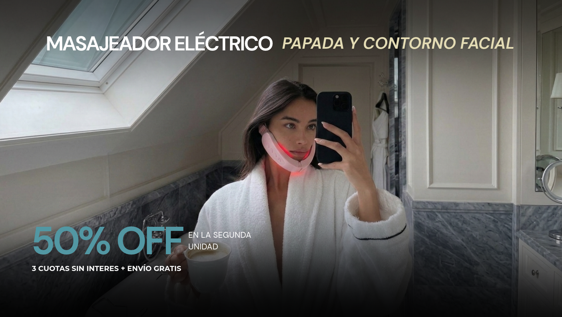 Masajeador Eléctrico de Papada y Contorno Facial: 50% off en la segunda unidad, 3 cuotas sin interés y envío gratis